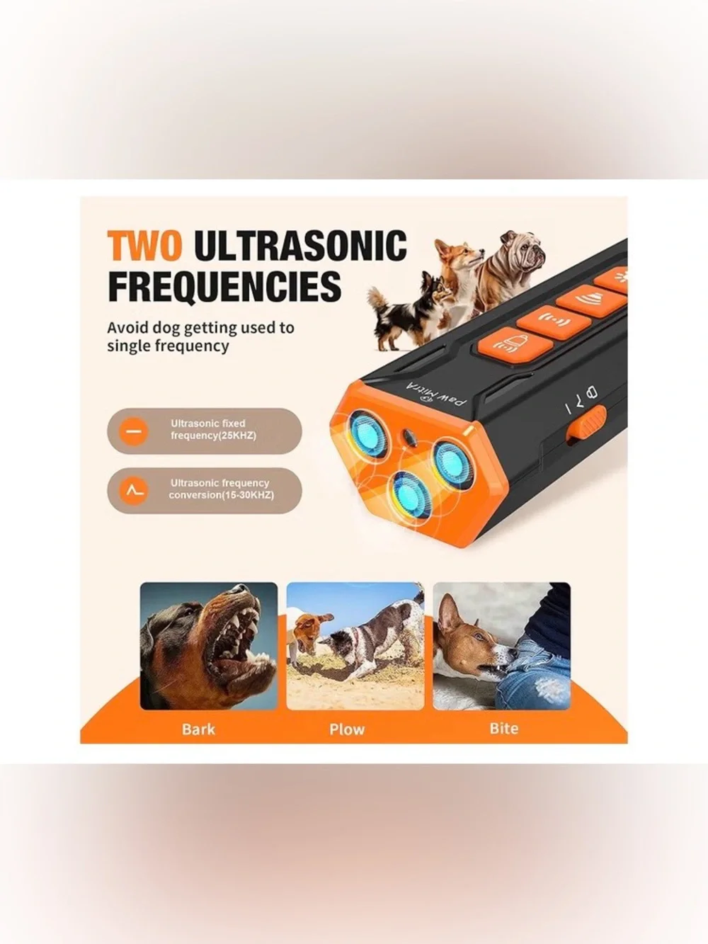 Dog Bark Deterrent Device | Rechargeable Ultrasonic Anti-Barking Trainer, SEALED